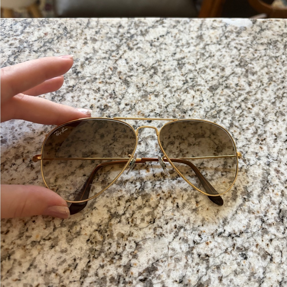 Ray-Ban Aviator Gold Frame Sunglasses with Brown Lenses
